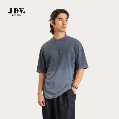 JDV夏季蓝色纯棉短袖T恤