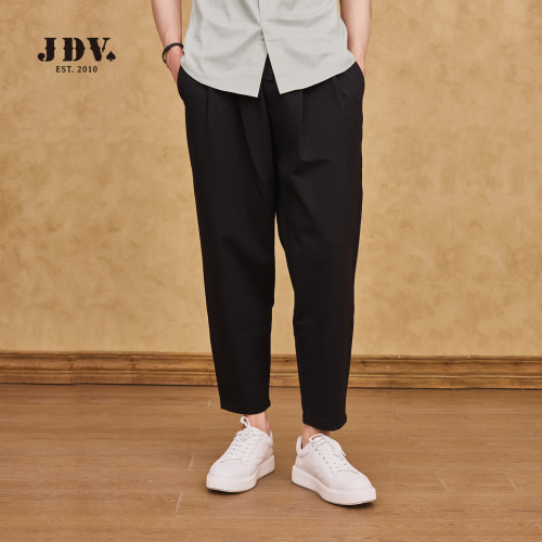 JDV商场同款黑色直筒九分休闲裤