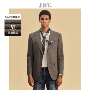 棕色格纹西装 商场同款 单排扣西服外套SMM4003 春秋新品 JDV男装