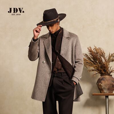 JDV男装复古单排扣大衣2025冬季新款绵羊毛男士大衣外套商场同款