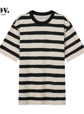 JDV男装商场同款夏季纯棉条纹短袖T恤男士上衣百搭潮流STT5376