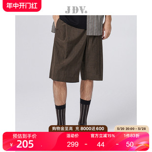 夏季 新品 商场同款 SPP3052 JDV男装 棕色绵羊毛廓形五分裤 宽松短裤