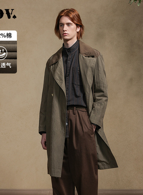 JDV男装春秋新品商场同款绿色翻领棉质风衣宽松外套WCW4452