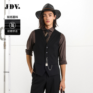 马甲正装 JDV男装 黑色V领单排扣西装 春秋新款 2025商场同款