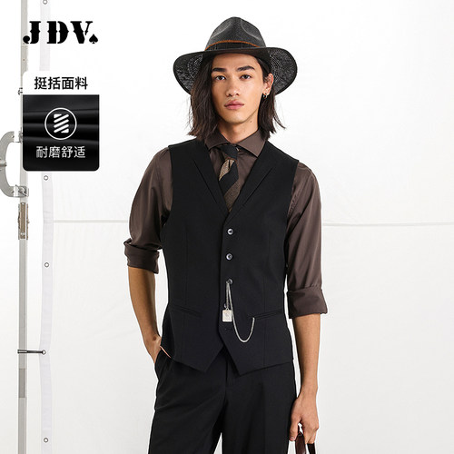 JDV商场同款黑色单排扣西装马甲