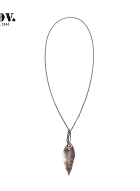JDV商场同款灰咖色羽毛垂坠设计长款项链2026春季新品SANA802
