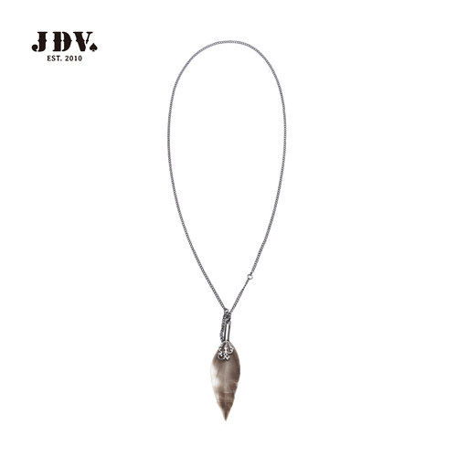 JDV灰咖羽毛垂坠长款项链新品