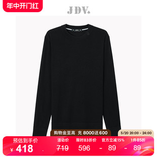 新品 JDV男装 秋季 WOT2555 商场同款 黑色百分百绵羊毛保暖毛衣针织衫