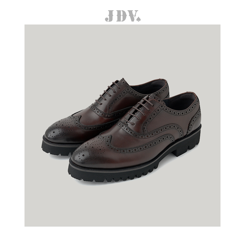 JDV商场同款深咖色英伦风皮鞋
