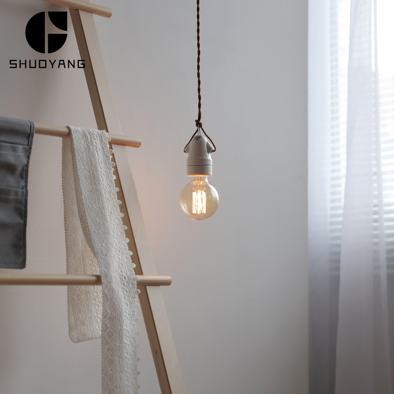 烁阳e27陶瓷吊灯简易卧室床头