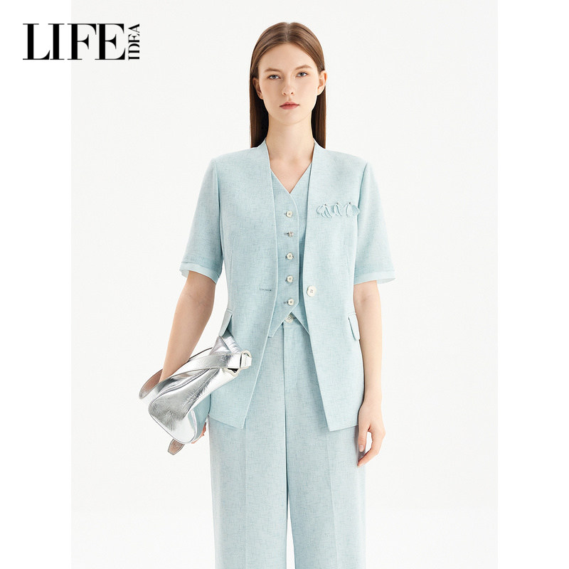 莱芙·艾迪儿商场同款夏季新款醋酸钉珠花气质短袖外套女,女装/女士精品,短外套,淘宝优惠券,粉丝福利购,淘宝优惠卷