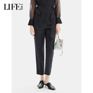 子女细条纹小脚裤 LIFE·IDEA商场同款 通勤九分裤 经典 新品