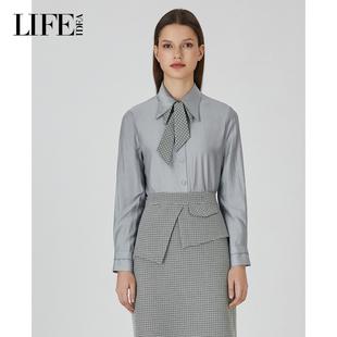 洋气时尚 秋冬新款 OL通勤系带衬衣 职场长袖 LIFE·IDEA品牌女装