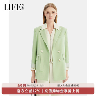 外套 双排扣设计高级感OL中长西装 莱芙·艾迪儿商场同款 25春新品