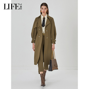 优雅抗皱双排扣风衣外套女商场同款 LIFE·IDEA秋冬新款 法式