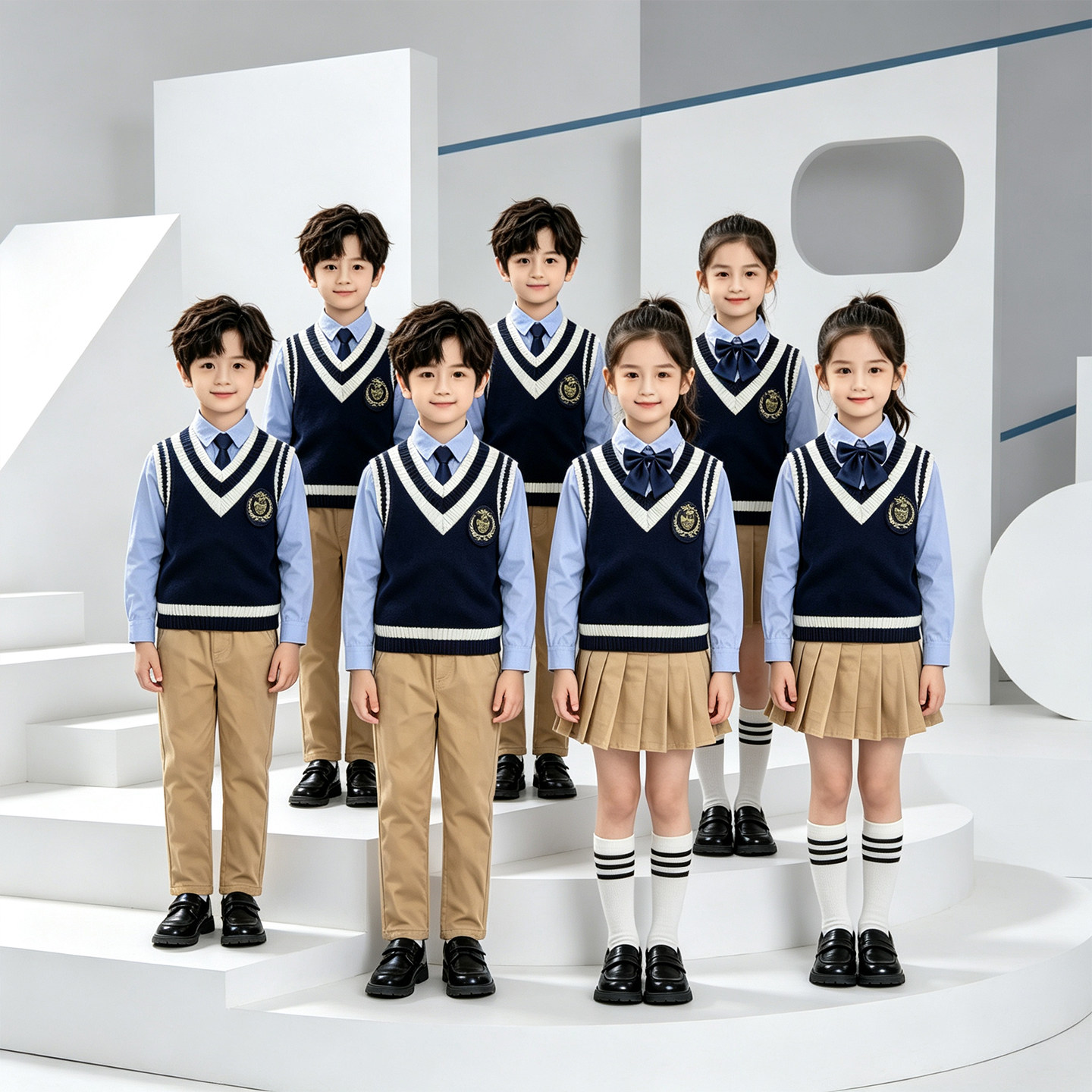 英伦风校服中小学生校服班服幼儿园服春秋冬背心套装大合唱演出服