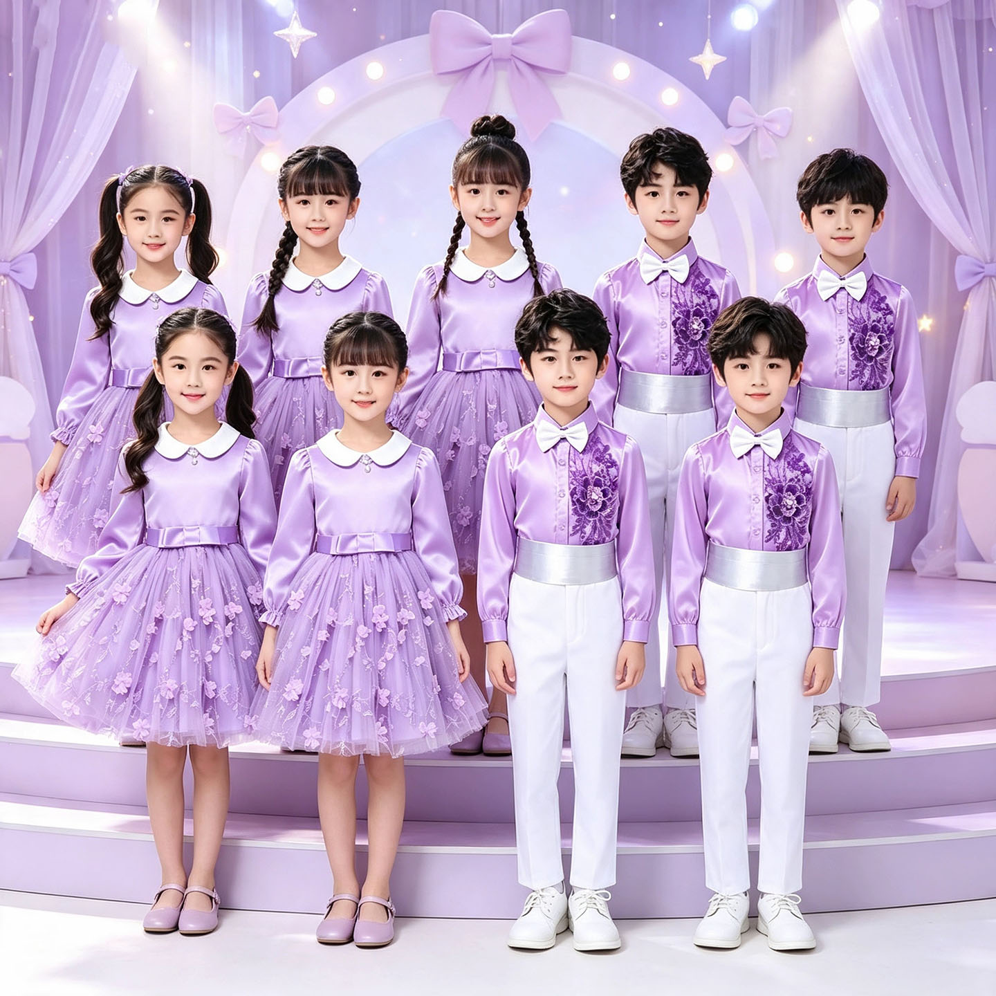 儿童大合唱演出服中小学生男童女童幼儿园朗诵表演服装公主裙国庆