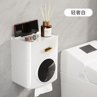 Toilet paper box, toilet tissue box, wall-mounted, non-perforating, waterproof toilet paper rack, tissue paper storage rack, toilet roll tube thumbnail 4