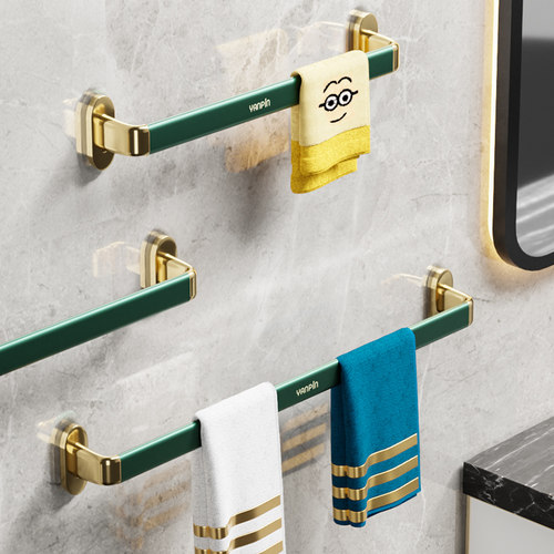 轻奢毛巾架免打孔卫生间单杆浴室