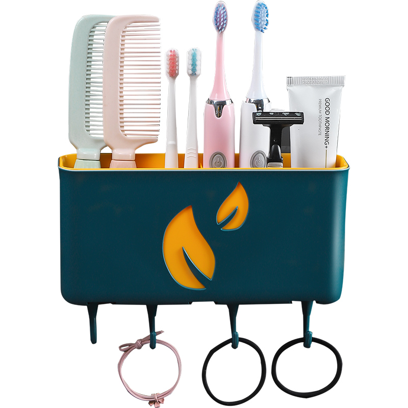 卫生间梳子置物架厕所用品大全浴室家用神器牙刷牙膏壁挂式收纳筒