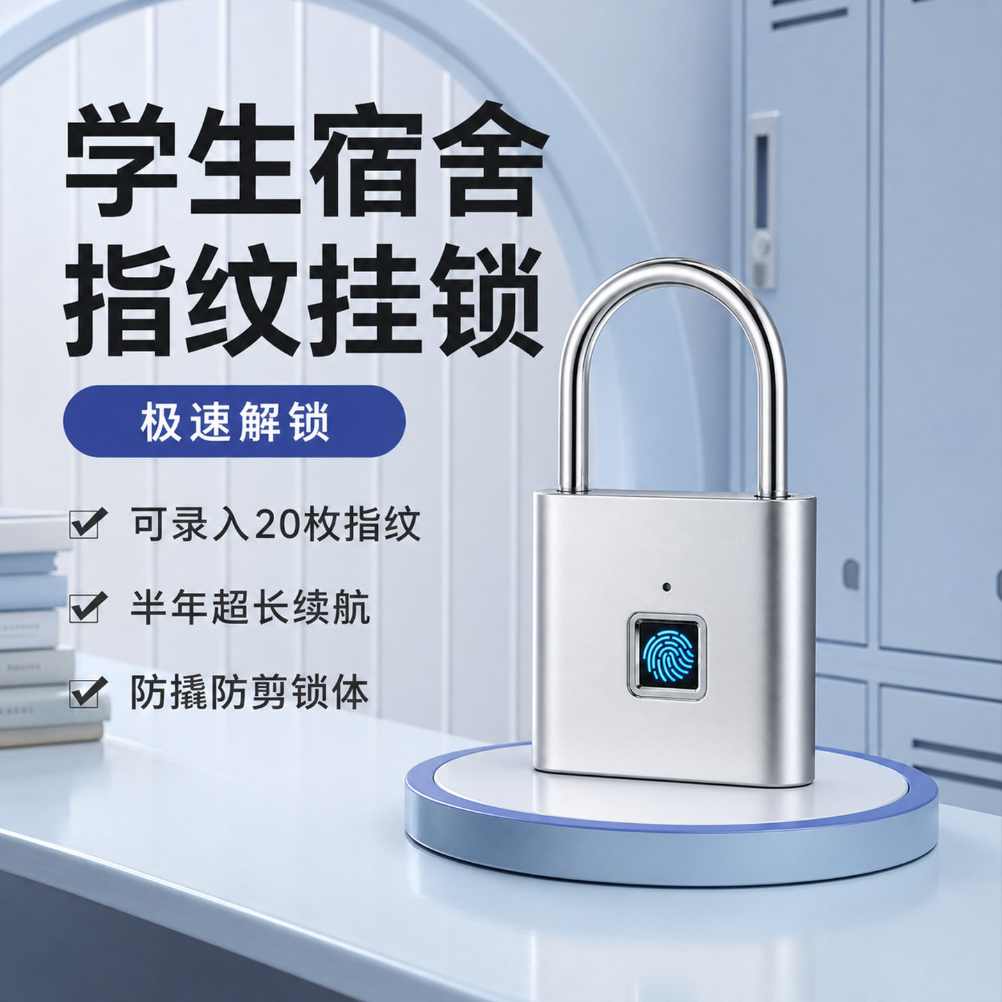 指纹锁挂锁家用住宿防盗图片