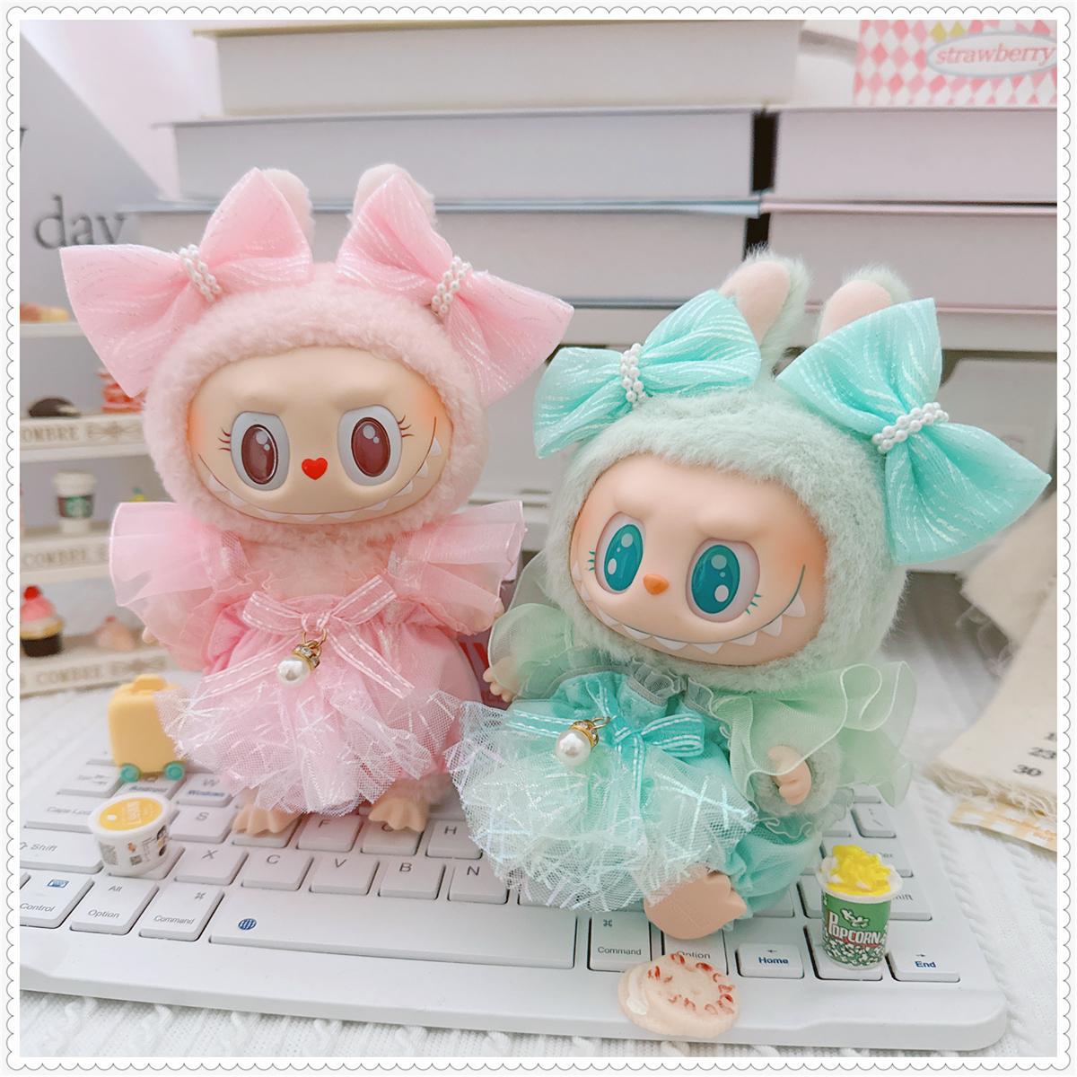 17cm拉布布娃衣可爱蝴蝶公主裙系列连体衣玩偶一二代Labubu衣服