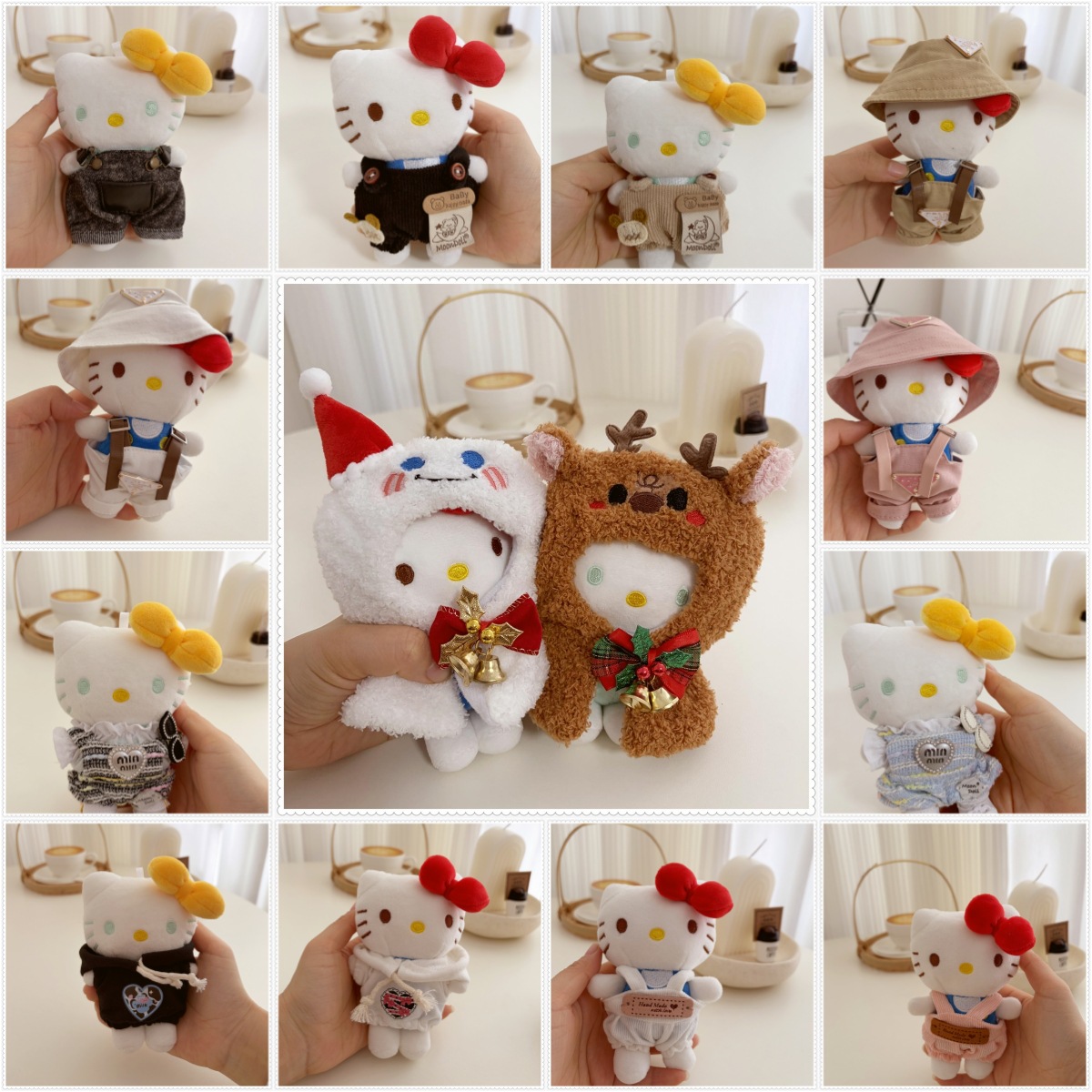 现货KT娃衣迷你衣服背带裤裙子帽子圣诞新年10CM玩偶围裙换装