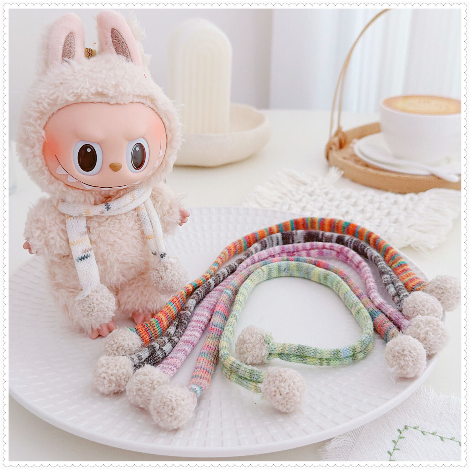 拉布布4.0心底密码围脖一二三四代labubu彩色围巾嘎子姐10cm替换