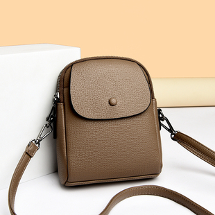 真皮手机包斜挎包女2025新款时尚多层迷你小包包软牛皮轻便单肩包