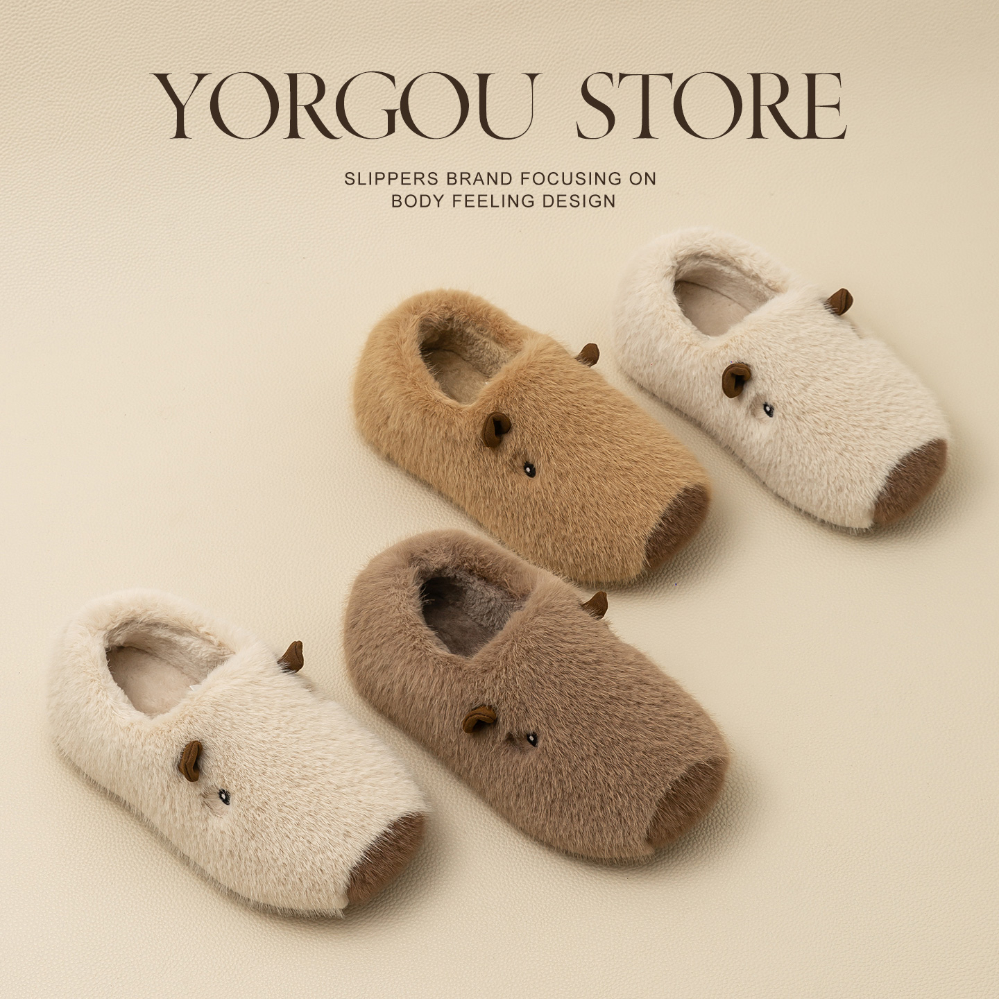 远港情侣卡皮巴拉棉拖鞋女冬天