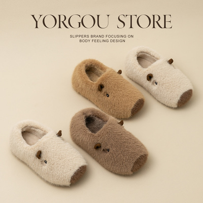 远港情侣卡皮巴拉棉拖鞋女冬天