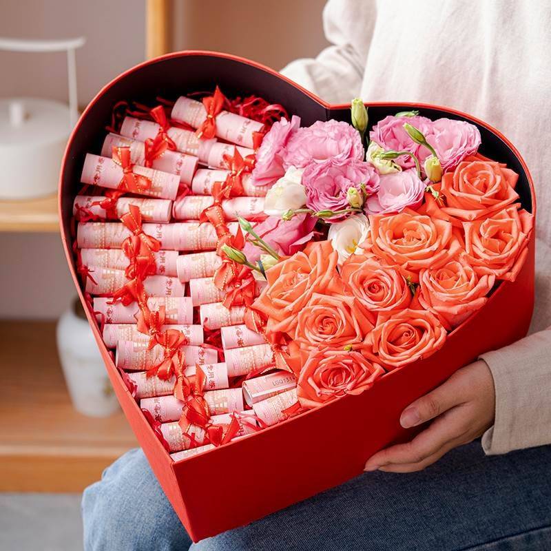 红色爱心礼品盒订婚求婚大号礼物盒空盒生日仪式感女七夕包装盒子