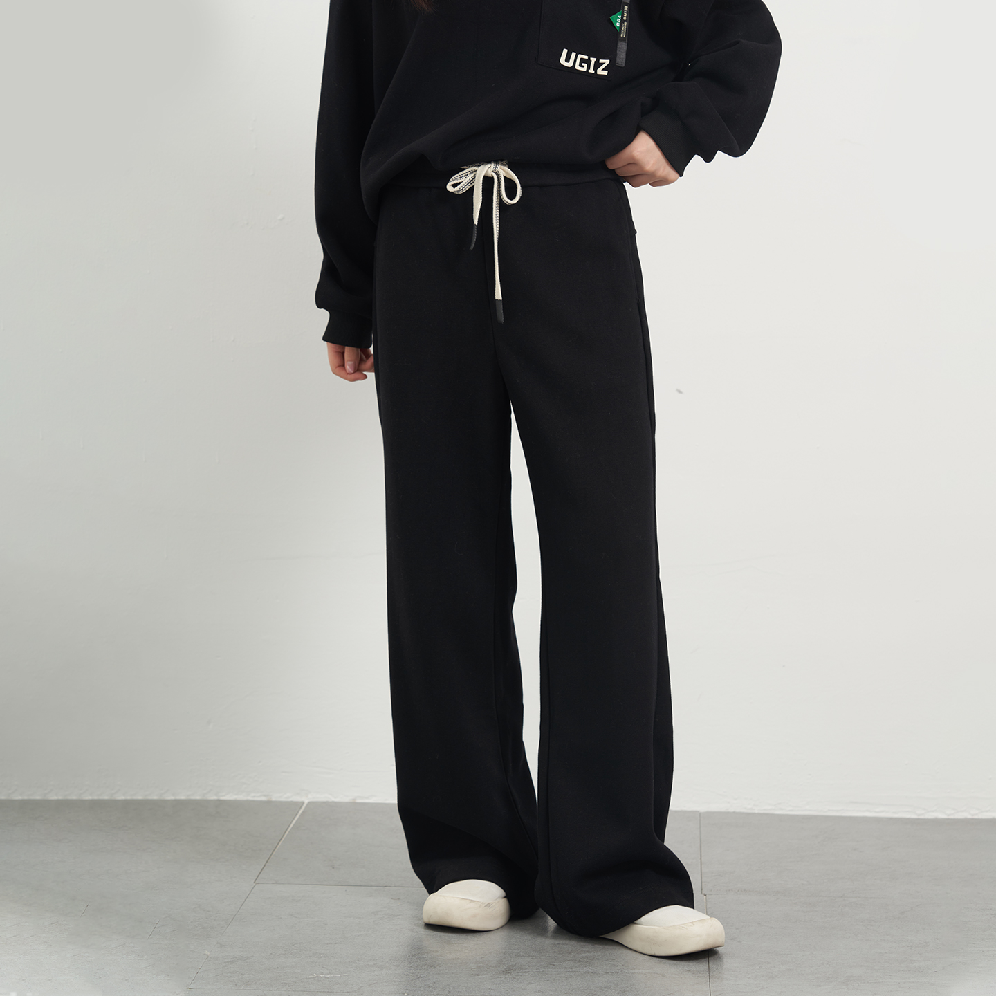 韩版抽绳宽松休闲直筒卫裤