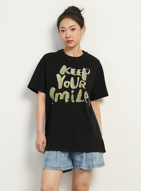 UGIZ2024年夏季新品商场同款字母印花韩版休闲T恤女UBTH831