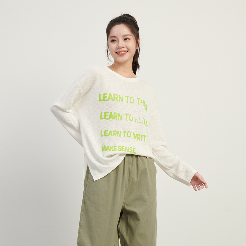 UGIZ韩版圆领字母印花针织T恤