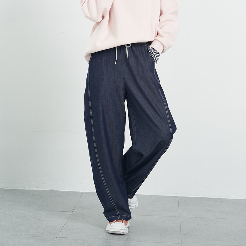 韩版宽松牛仔休闲阔腿裤