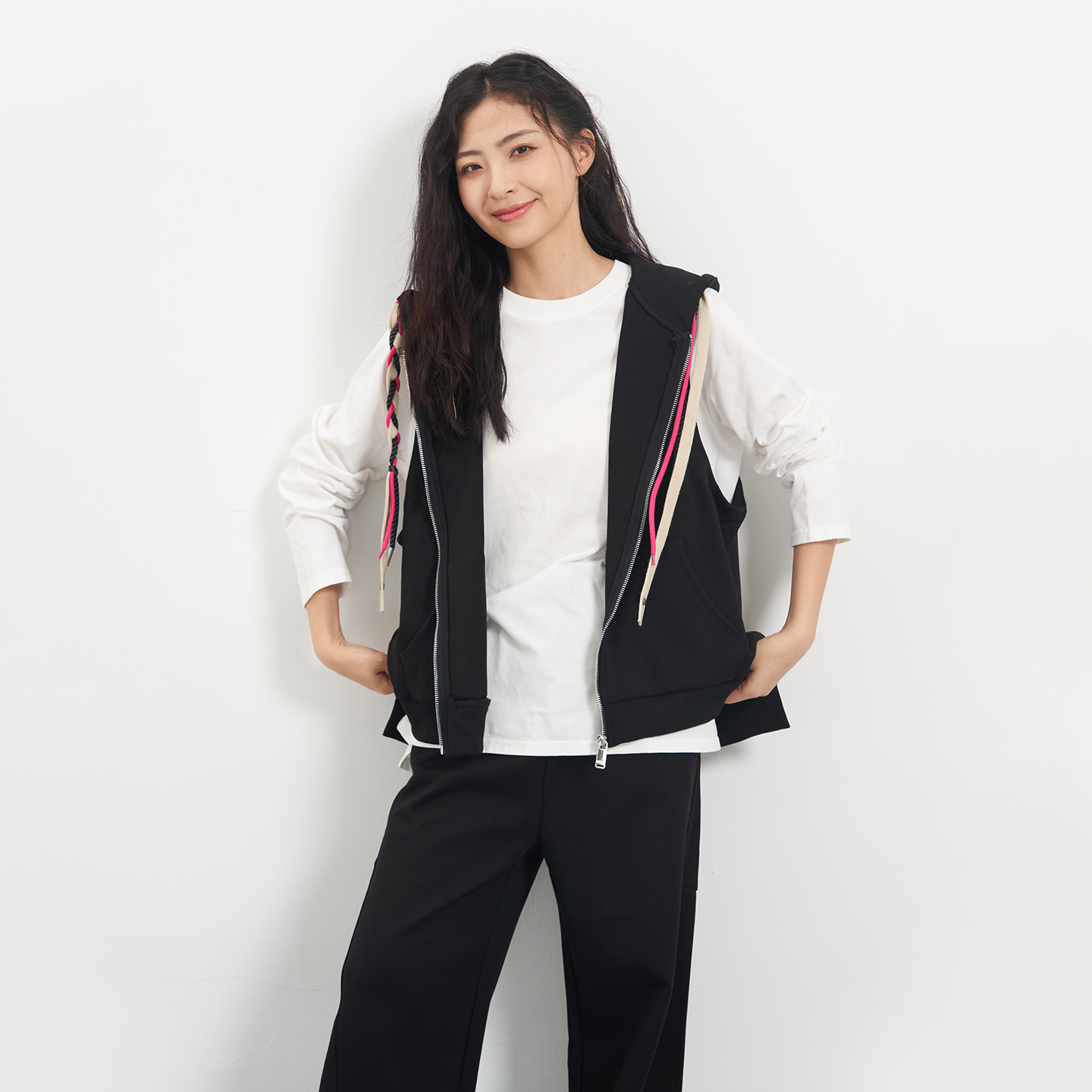 韩版连帽小马印花休闲马甲