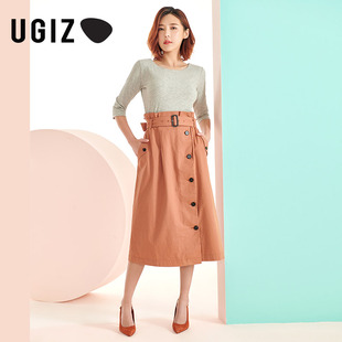 ins风圆领拼接针织连衣裙女UCLC160 UGIZ春秋季 女装 韩版 新款