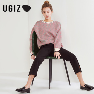 女UAPC181 UGIZ秋季 純色開叉簡約九分微喇叭休閑褲 女裝 新品 韓版