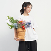 新品 商场同款 韩版 UGIZ夏季 显瘦棉质圆领短袖 印花T恤上衣女UBTG928