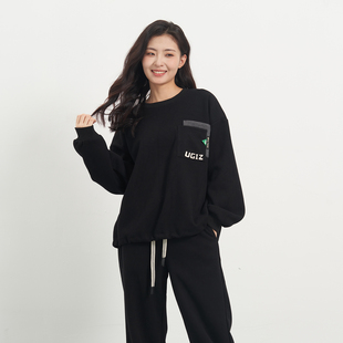 圆领纯色落肩袖 UGIZ2025年冬季 韩版 商场同款 卫衣女UDTJ901 新品