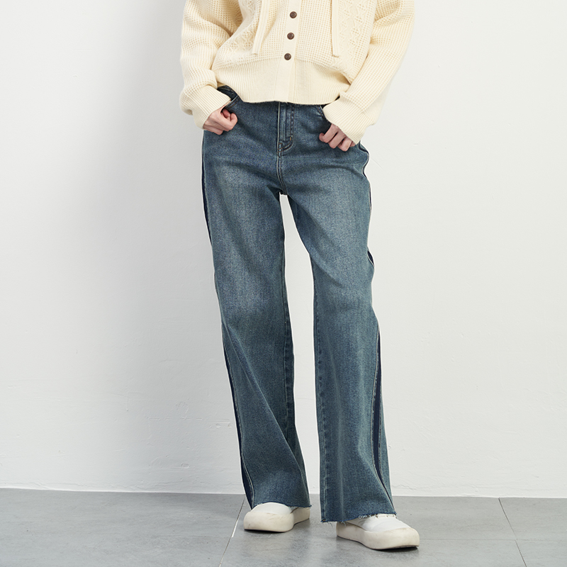 UGIZ宽松显瘦休闲直筒牛仔裤