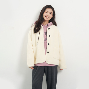 新品 针织长袖 商场同款 圆领开衫 外套女UDUJ811 韩版 UGIZ2025年冬季