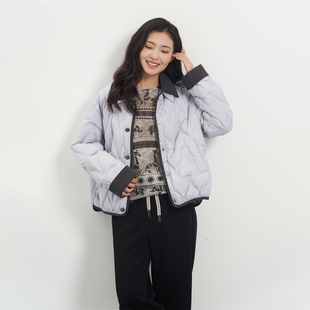 韩版 商场同款 翻领撞色休闲羽绒外套女UDYJ837 新品 UGIZ2025年冬季