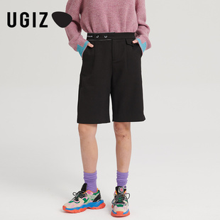 女装 韩版 时尚 百搭直筒纯色休闲西装 女UDPD111 UGIZ冬季 五分裤 新品