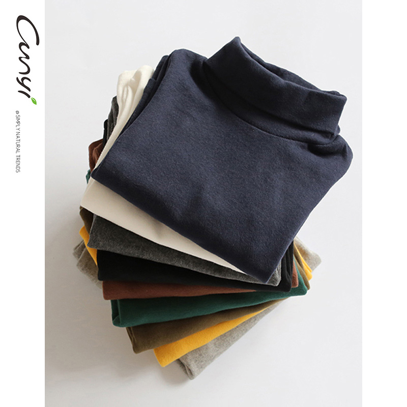 儿童长袖打底衫纯一良品简约高领