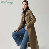 布景风衣女中长款 通勤系带收腰设计过膝外套1011 时尚 春季 新品