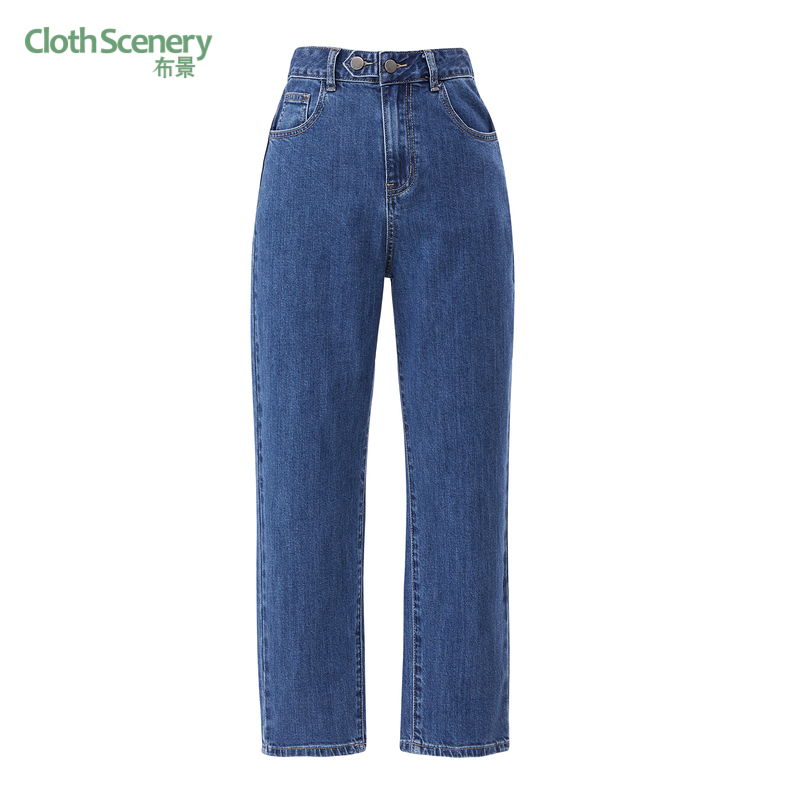 布景秋季新品潮流双扣微弹牛仔裤