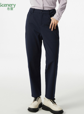布景休闲裤女冬季新品简约纯色宽松松紧腰设计厚款裤子长裤1761