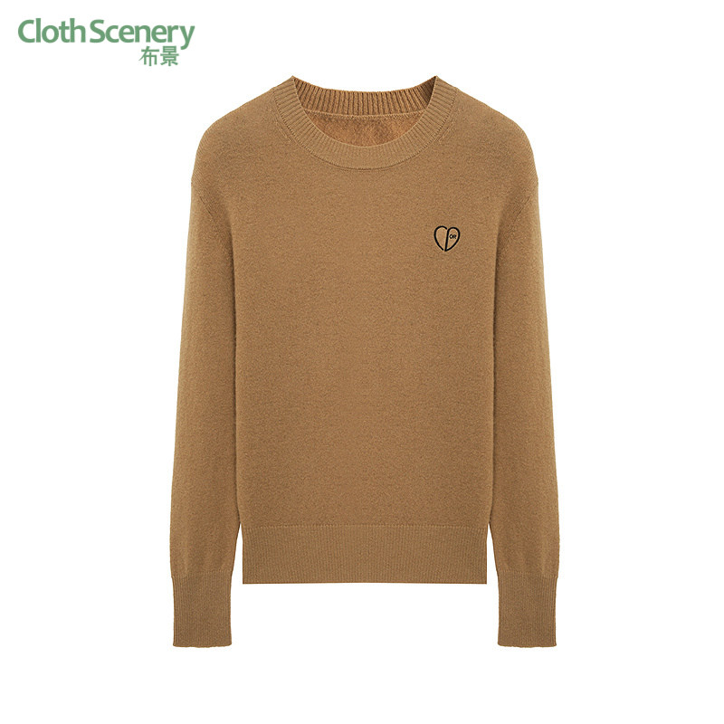 布景羊毛衫女冬季新品简约绣花圆领套头全羊毛针织衫毛衣5504,女装/女士精品,毛针织衫,淘宝优惠券,粉丝福利购,淘宝优惠卷